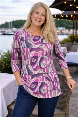 Sunday Tunika Tshirt til damer i rosa/grå A-form