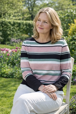 Damestrik fra Sunday i rosa, sand og mintgrønne striber