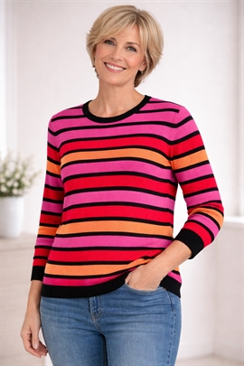 Sunday damestrik rosa og pink striber i bomuldsblanding