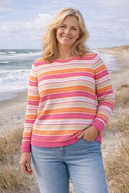 Forårs damestrik fra Sunday i Rosa og sand mønster.