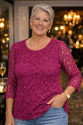 Michael Gold elastisk blonde bluse i fusia