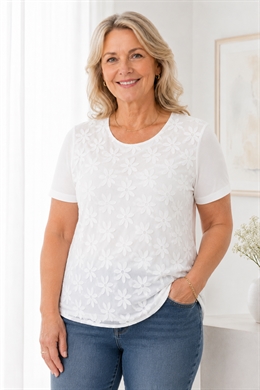 Gabriella K Off white t-shirt med blonde blomster