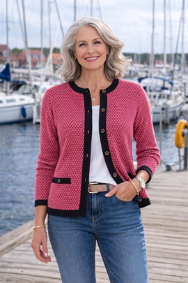 Skovhuus Klassisk cardigan  - pink/sort