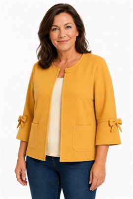 Gylden åben cardigan med små sløjfer