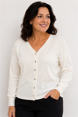 Hvid cardigan fra Soyaconcept med rund hals
