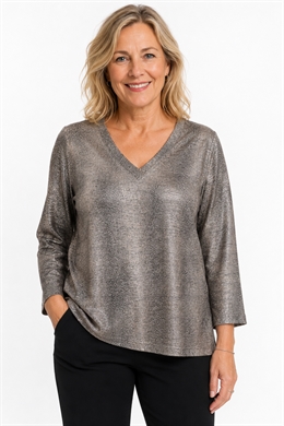 Michael Gold bluse i brun lidt blank stof med dyreprint