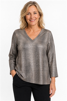 Michael Gold bluse i brun lidt blank stof med dyreprint