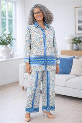 Silkelook skjorte damer i blåt 