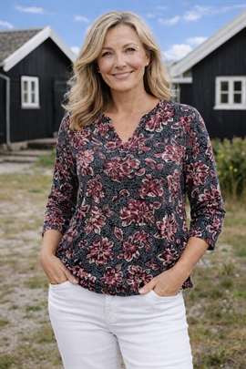 Signature T-shirts med let V-hals og blomster