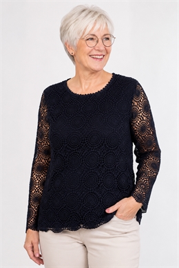 Marine blonde t-shirt med lange ærmer