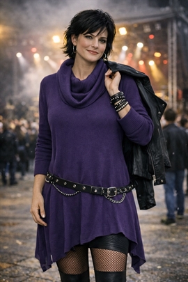 Lækker mørk lilla kjole fra Text - kun str. M