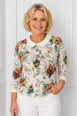 Mudflower Polo strik med blomster i gul 