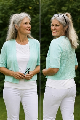 Bolero med blonderyg i mint