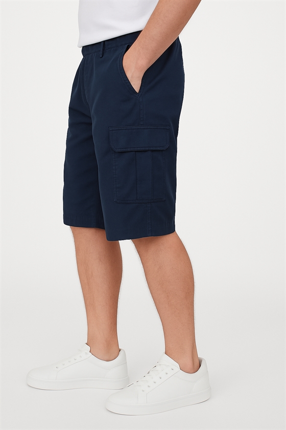 Cargo knickers i marine med elastik i siden fra Preend