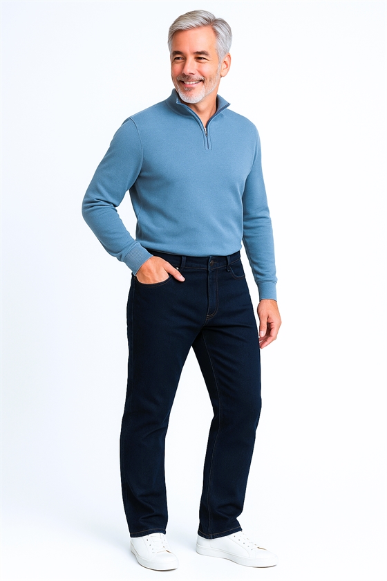 Sunwill bukser med elastik i taljen i cowboy med moderat lårvidde