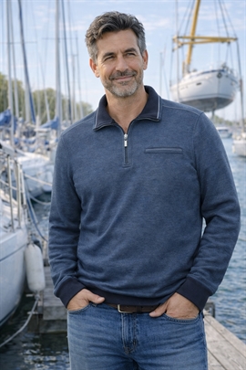 Roberto blåmelleret sweatshirt mænd med lynlås i hals