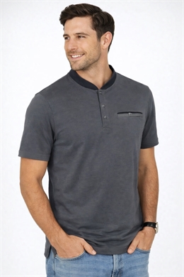 Melleret sort herre polo - store størrelser