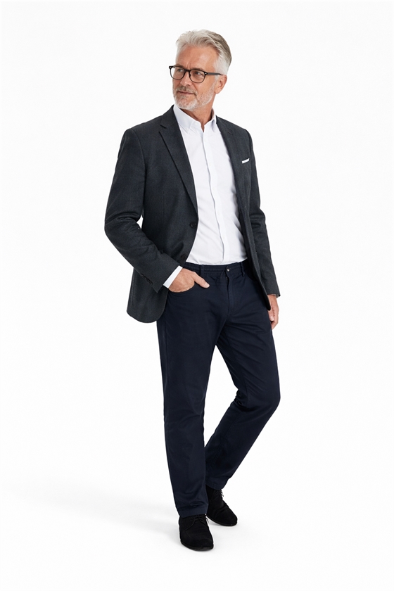 Sunwill bukser med elastik i taljen i cowboy med moderat lårvidde